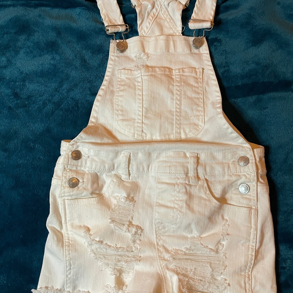 Almost Famous Cream Distressed Jumpsuit